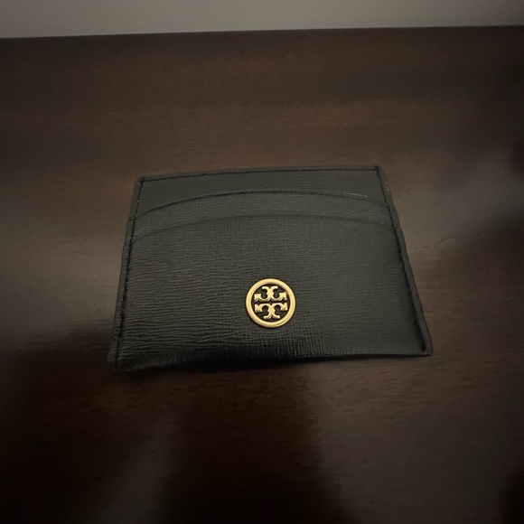 Tory Burch Black Card Holder with Gold Emblem - Picture 2 of 3